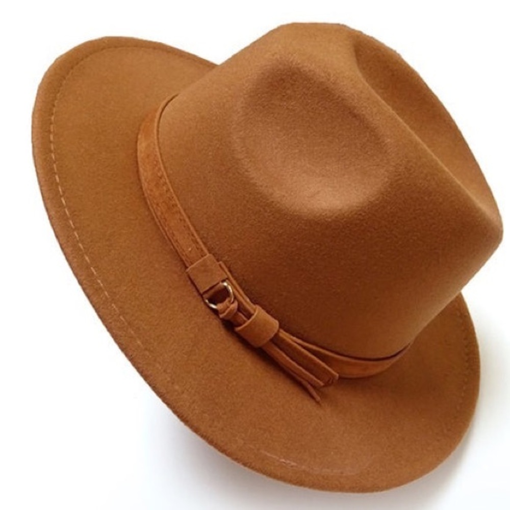 AURA Vintage Classic Fedora Tie Trim Series Light Brown